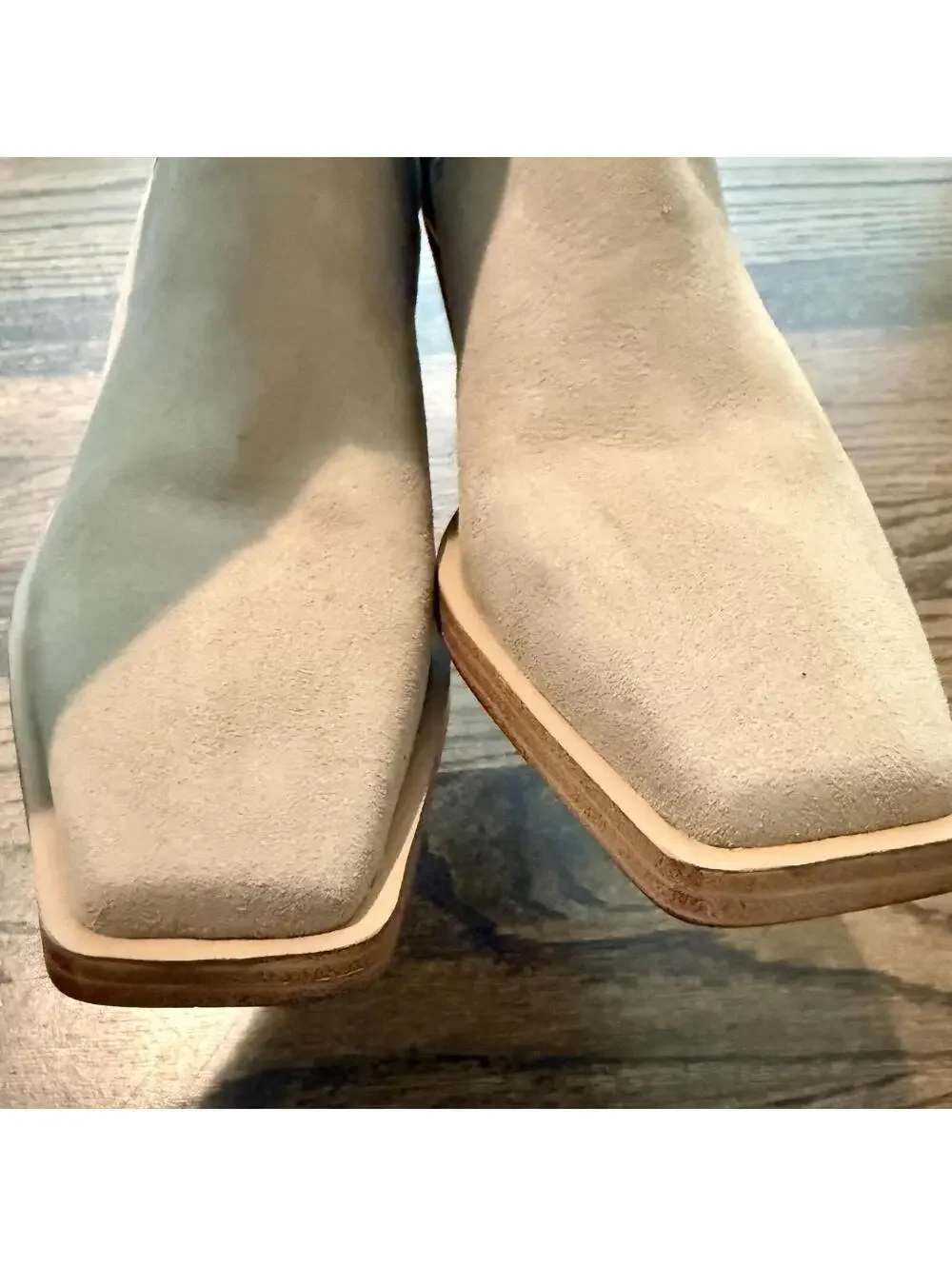 New Vince Camuto Ackella Taupe Suede Heeled Booties Size 6